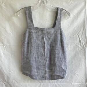 Etici made in Italy gray 100% linen top, straps, wooden buttons closure, size XS